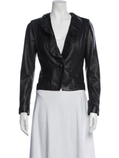 Pre-owned Milly Leather Blazer In Black