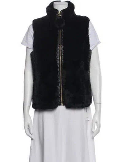 Pre-owned Milly Leather Fur Jacket In Blue