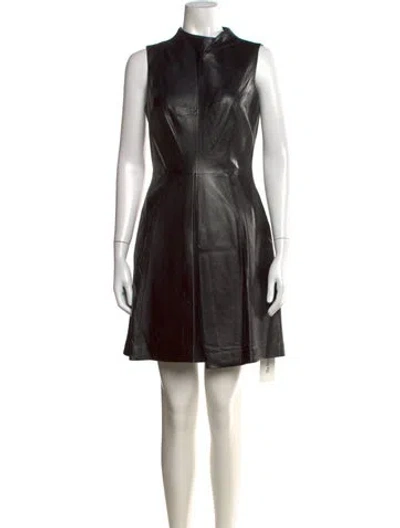 Pre-owned Milly Leather Mini Dress In Black