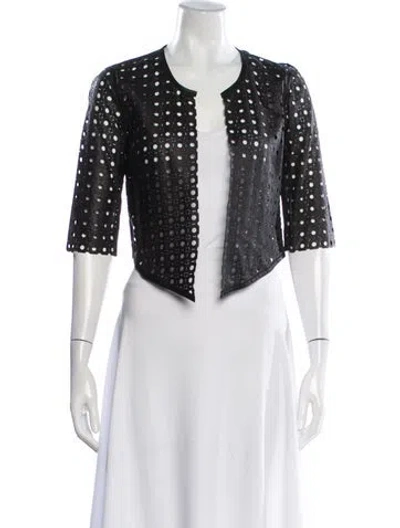 Pre-owned Milly Leather Patterned Jacket W/ Tags In Black