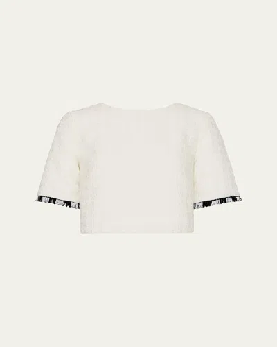 MILLY LEE BEAD FRINGE TWEED CROP TOP