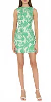 Milly Leilani Tulip Jacquard Mini Dress In Green Multi In Multi