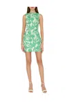 Milly Leilani Tulip Jacquard Mini Dress In Green Multi In Green