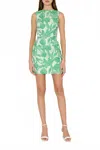 Milly Leilani Tulip Jacquard Mini Dress In Green Multi In Green