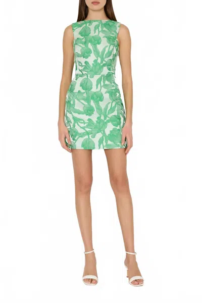 Milly Leilani Tulip Jacquard Mini Dress In Green Multi