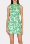 Milly Leilani Tulip Jacquard Mini Dress In Green Multi In Green
