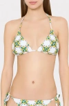 Milly Lemon Tile Triangle Bikini Top In Multi