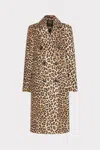 Milly Leopard Double Breasted Coat In Brown