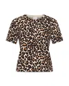 Milly Leopard Print Short Sleeve Top In Animal Print