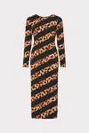 Milly Leopard Stripe Jersey Midi Dress In Multi