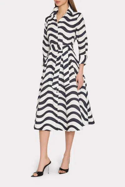 Milly Lexi Printed Midi Dress In Navy/white