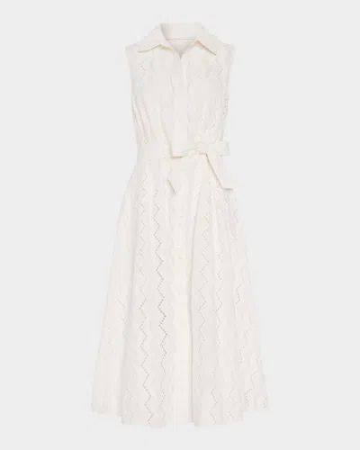 Milly Leya Sleeveless Eyelet Cotton Midi Dress In Multi