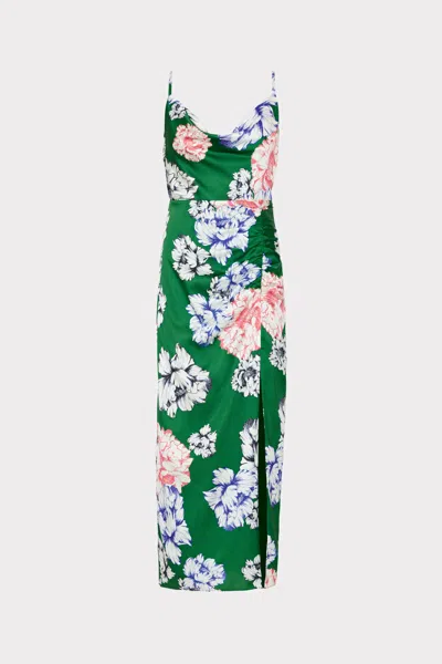 Milly Lilliana Petals In Bloom Slip Dress In Green