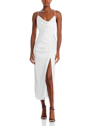Milly Women's Lilliana Ruched Satin Cowlneck Slipdress In White