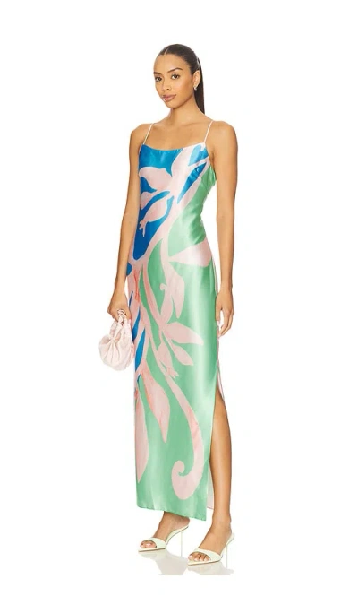 MILLY LILY FLORAL VINE SATIN DRESS