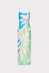 Milly Lily Floral Vine Satin Slip Maxi Dress