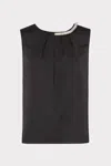 Milly Lily Satin Crystal Embellished Sleeveless Top In Black