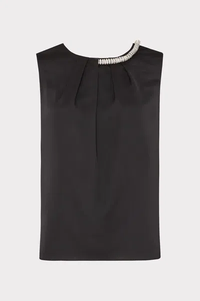 MILLY LILY SATIN CRYSTAL EMBELLISHED SLEEVELESS TOP