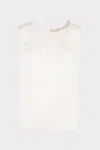 Milly Lily Satin Crystal Embellished Sleeveless Top In Ecru