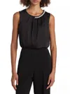 Milly Lily Satin Crystal Embellished Top In Black