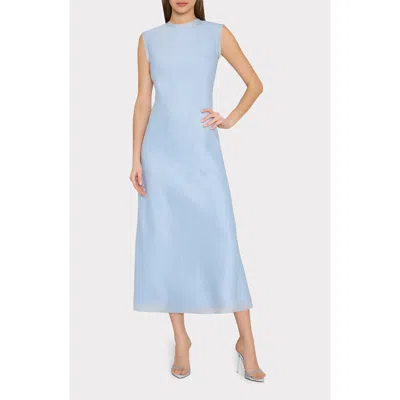 Milly Linda Scoop Back Midi Dress In Blue