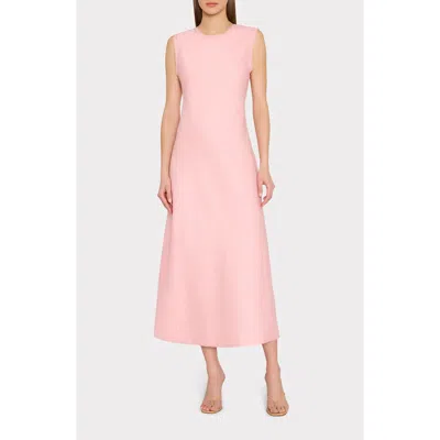 Milly Linda Scoop Back Midi Dress In Pink