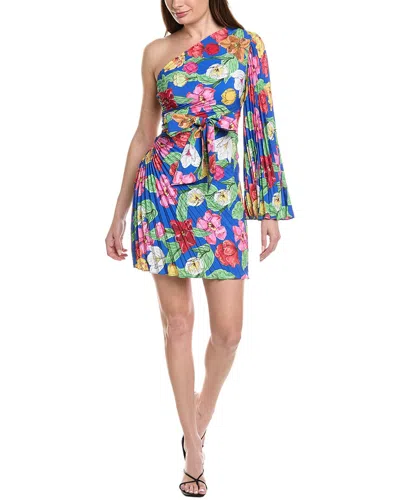 Milly Linden Tulip Rosette Pleated Mini Dress In Multi