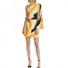 Milly Linden Zebra Pleated Mini Dress In Mango/black In Multi