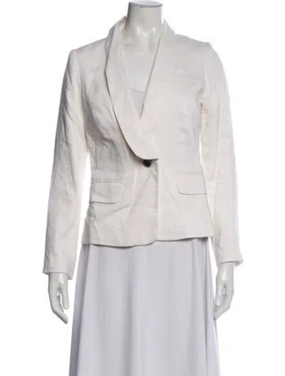 Pre-owned Milly Linen Blazer In White