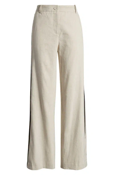 Milly Linen Blend Wide Leg Pants In Natural