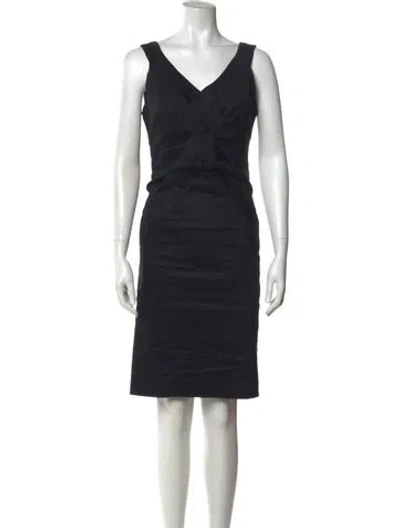Pre-owned Milly Linen Knee-length Dress In Black