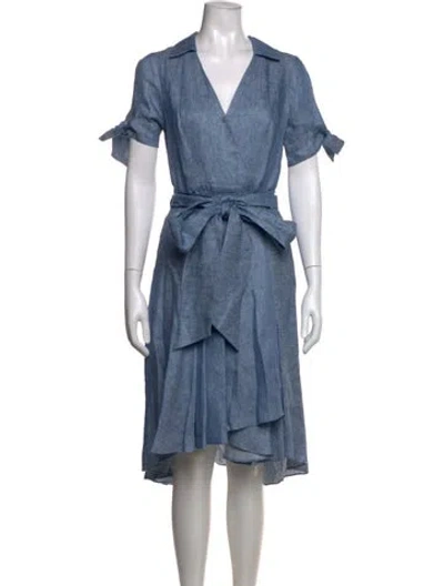 Pre-owned Milly Linen Knee-length Dress In Blue