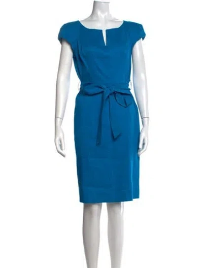 Pre-owned Milly Linen Knee-length Dress In Blue