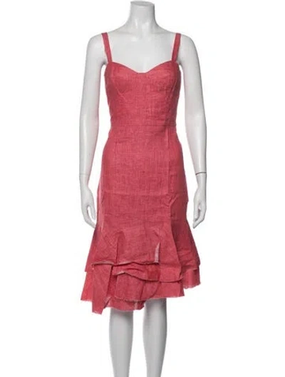 Pre-owned Milly Linen Knee-length Dress In Pink