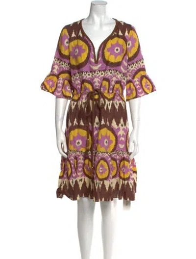 Pre-owned Milly Linen Knee-length Dress In Purple