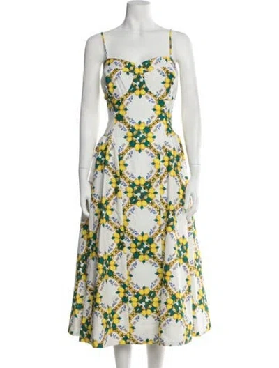 Pre-owned Milly Linen Midi Length Dress W/ Tags In White