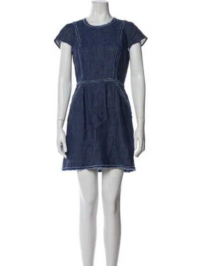 Pre-owned Milly Linen Mini Dress In Blue
