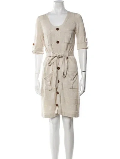 Pre-owned Milly Linen Mini Dress In Neutral