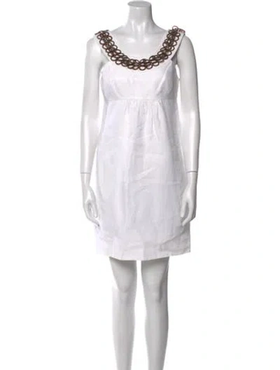 Pre-owned Milly Linen Mini Dress In Neutral