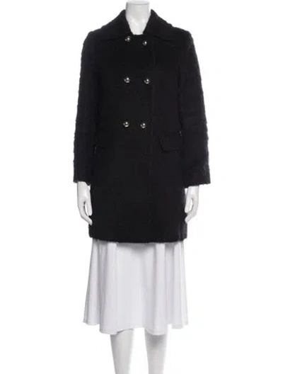 Pre-owned Milly Linen Peacoat In Black