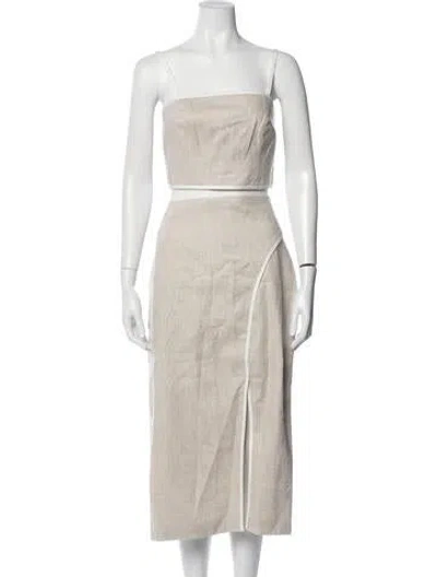 Pre-owned Milly Linen Skirt Set W/ Tags In Neutrals