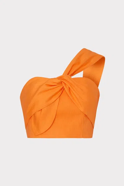 Milly Linen Sleeveless Top In Tangerine