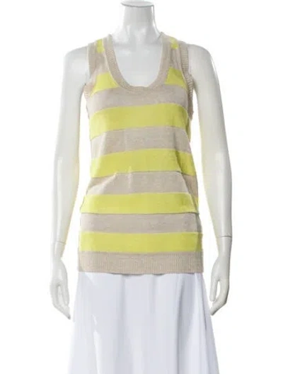 Pre-owned Milly Linen Striped Sweater In Yellow