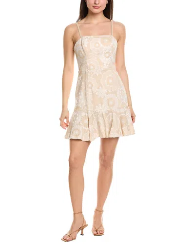 Milly Linen-blend Mini Dress In Neutral