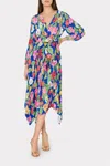 Milly Liora Tulip Rosette Pleated Dress In Royal Blue Multi In Multi