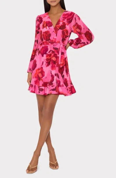 Milly Liv Pleated Floral-print Mini Dress In Pink Multi