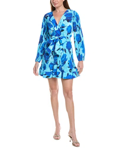 Milly Liv Blurred Blossom Pleated Mini Dress In Animal Print