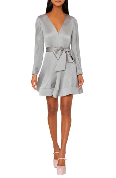 Milly Liv Long Sleeve Satin Dress In Grey