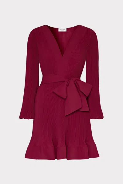 Milly Liv Pleated Mini Dress In Wine