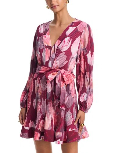 Milly Liv Printed Pleated Dress In Pink